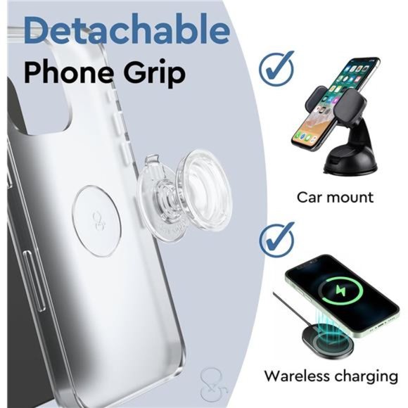 Authentic Natural Gemstone Oval Shape with Gold Edge Cellphone Grip Collapsible - Picture 8 of 8